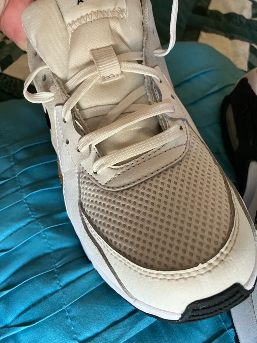 Nike White & Black Air Max Sneakers with Leopard Accent - Picture 6 of 16